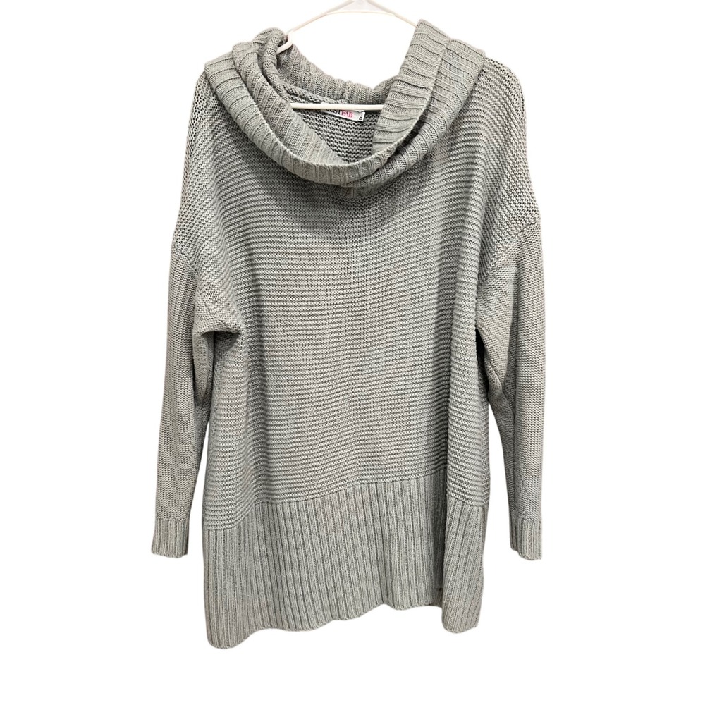 JustFab Gray Tunic‎ Sweater Hooded Cowl Neck Knit Pullover Plus Size 2X